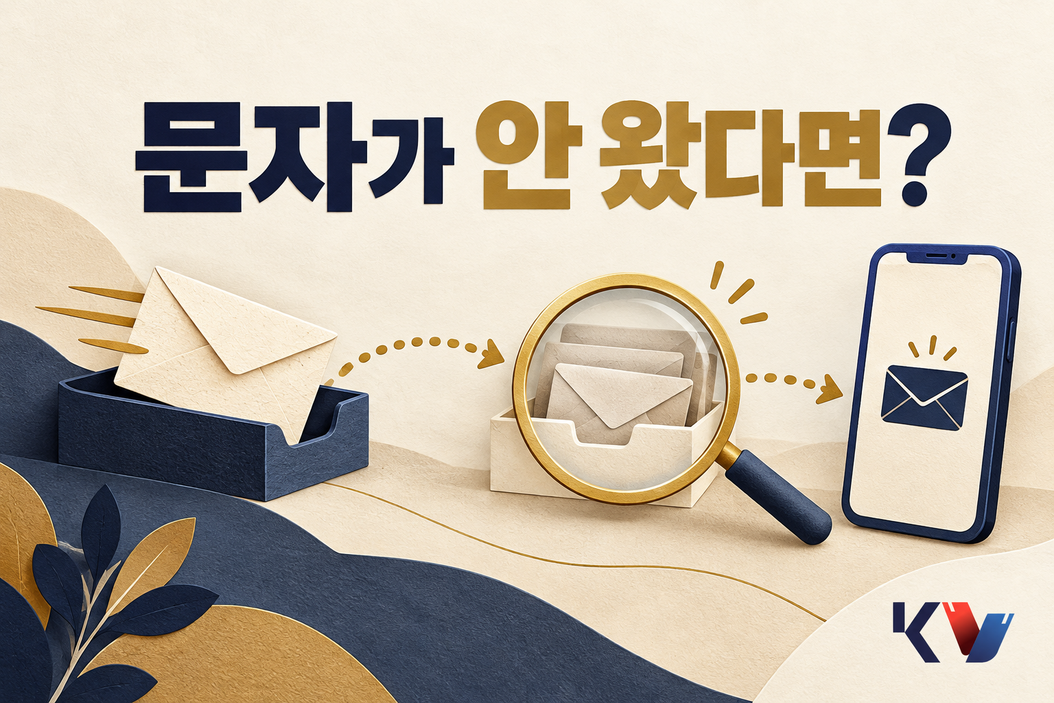 발신 메시지함에서 수신함으로 이동하는 봉투와 수신 상태를 확인하는 돋보기