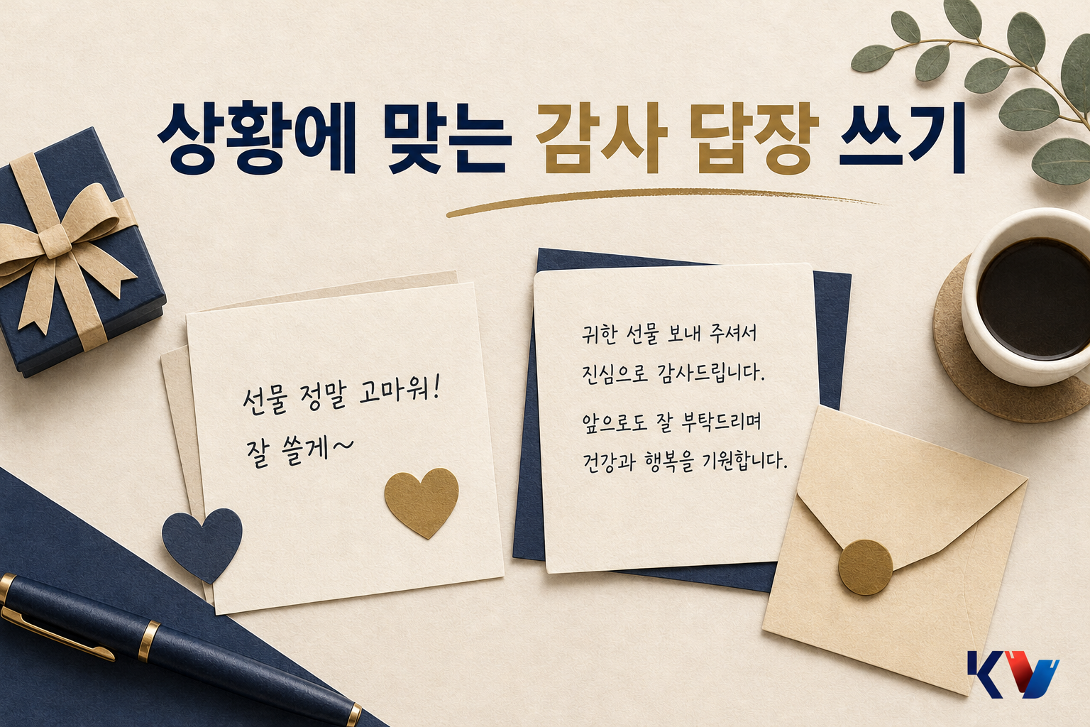 책상 위에 친근한 답장 초안과 정중한 답장 초안이 나란히 놓여 있는 장면